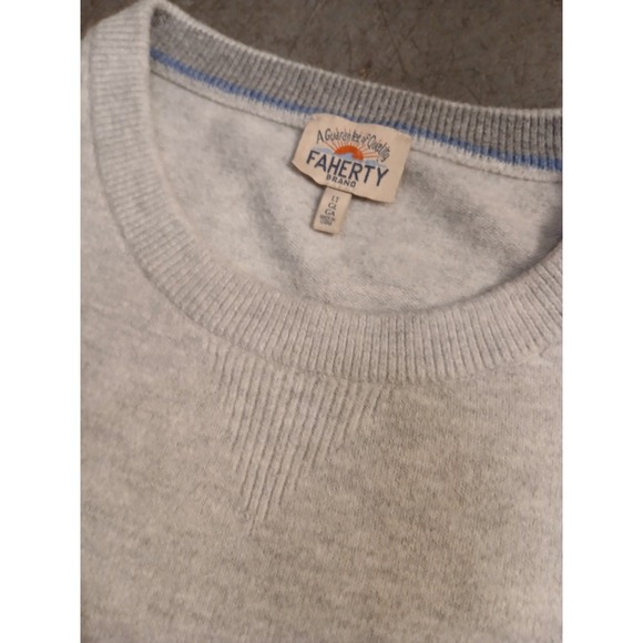 Faherty Sweater Men XL Gray Pullover Organic Cotton Sweatshirt Long Sleeve Crew - Picture 3 of 6